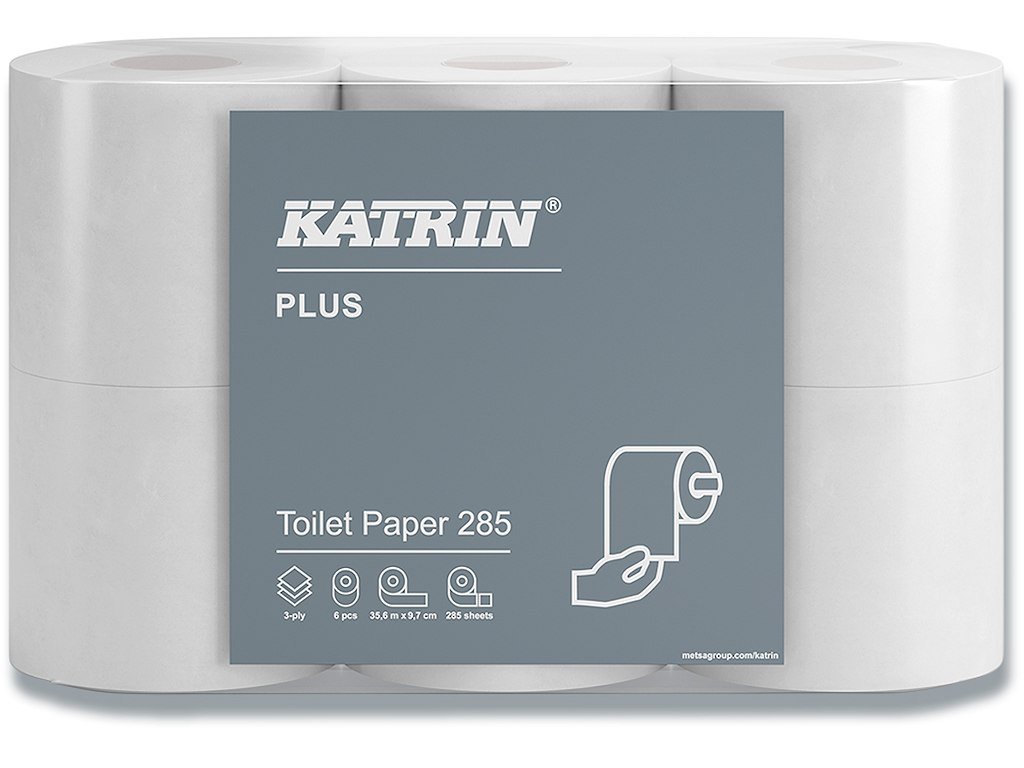 Toiletpapir, Udvendig oprulning, 3 lag, 42 ruller, Katrin Plus 285