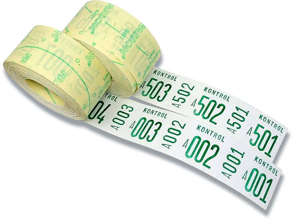 Etiketter, 40x57 mm, Hvid-Grøn, 1 rulle, Ferco Pakkekontrol 2-delt