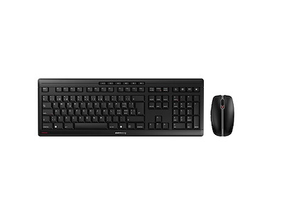 CHERRY Stream Desktop Recharge tastatur Mus inkluderet Universel RF trådløst QWERTZ Schweizisk Sort