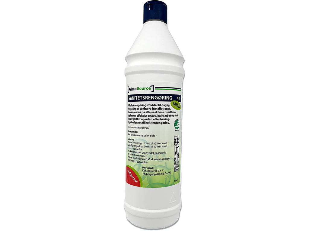Sanitetsrengøring, Alkalisk, Uden farve, Uden parfume, 1 liter, Prime Source Mild 42
