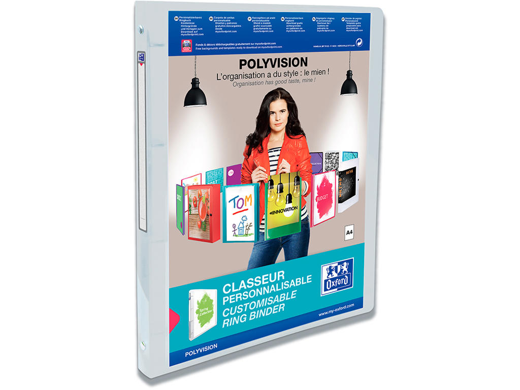 Ringbind, A4, 4 O-ringe, Ø15 mm, 2.0 cm, Transparent, Oxford Polyvision Panorama