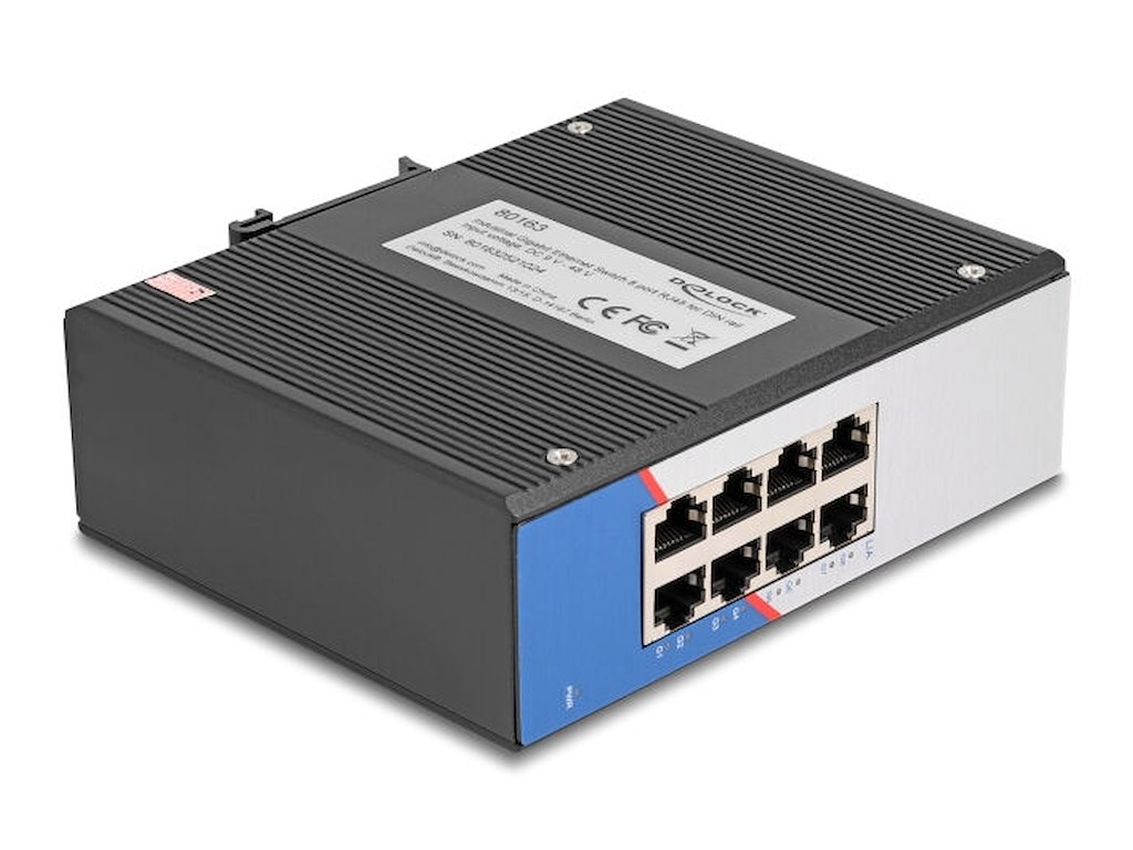 DeLOCK 80163 netværksswitch Gigabit Ethernet (10/100/1000) DIN rail Sort