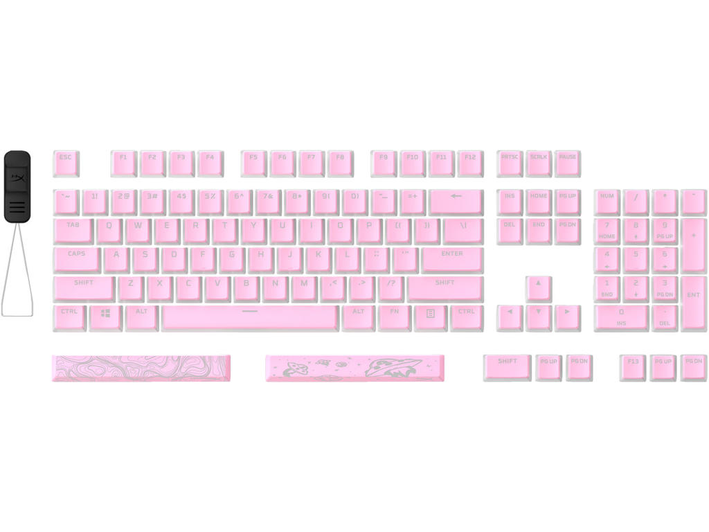 HyperX Pudding Keycaps 2 –Tastesæt i fuld størrelse – PBT – pink (amerikansk layout)