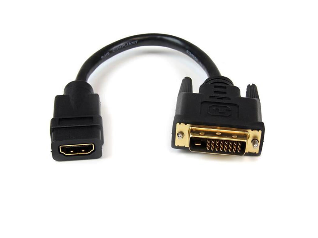 StarTech.com HDDVIFM8IN videokabel adapter 0,203 m HDMI Type A (Standard) DVI-D Sort