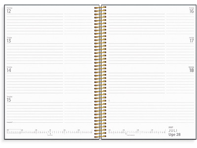 Kalender, 2027, Organizer & Notes, 1 uge pr. opslag, Grå grafik, Mayland