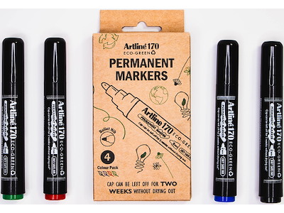 Marker, Rund spids, 2 mm, Sort Rød Blå Grøn, Artline ECO-GREEN 170