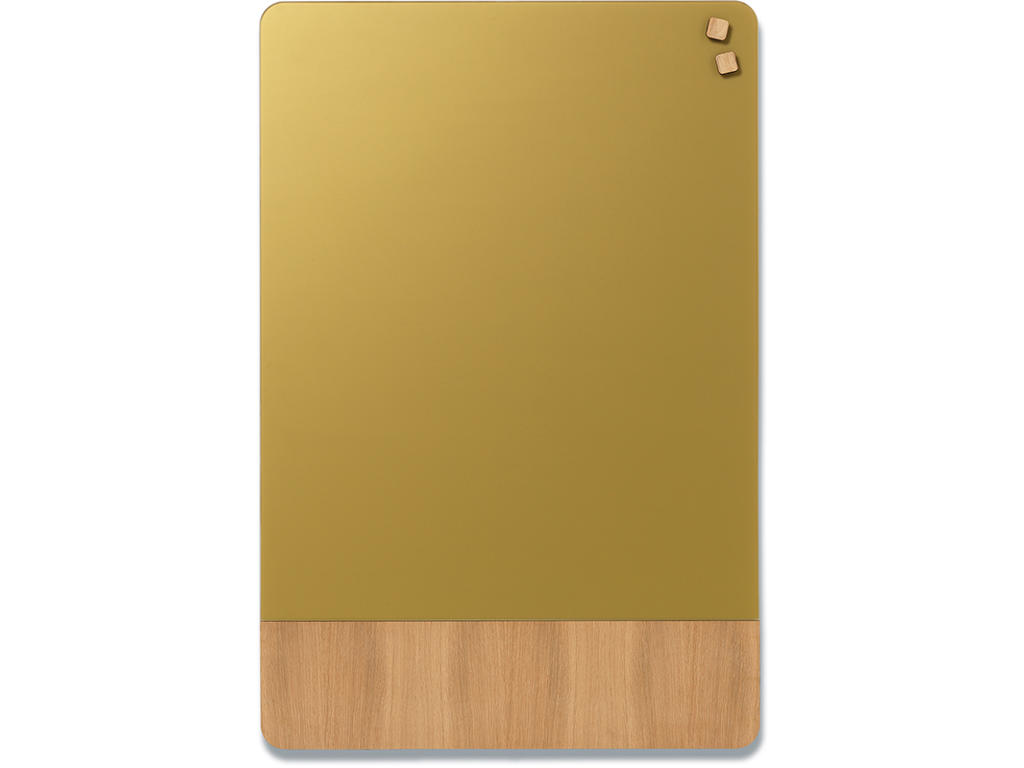 Glastavle, Magnetisk, 60x80 cm, Mat guld på egefiner bund, Naga