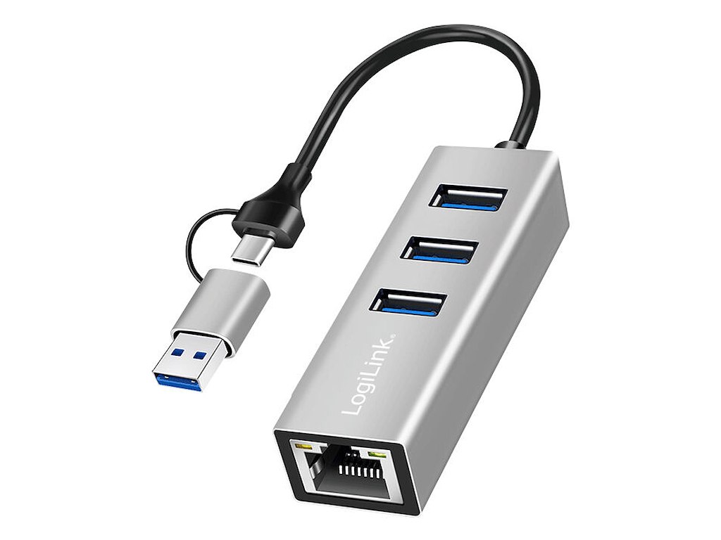 LogiLink UA0440 interface hub USB 3.2 Gen 1 (3.1 Gen 1) Type-A + Type-C 5000 Mbit/s Grå
