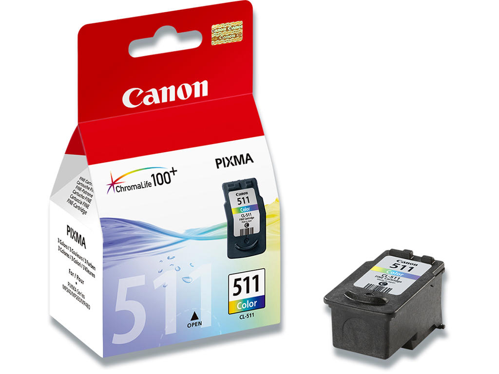 Blækpatron, 1 stk, 220 sider, 3 farver i en, Canon CL-511