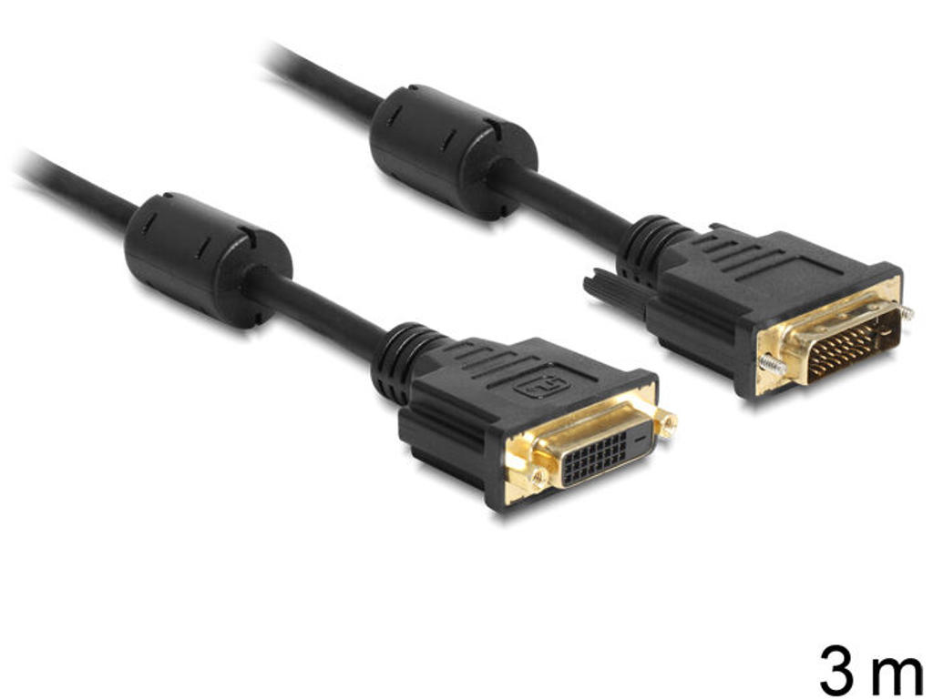 DeLOCK DVI-D/DVI-D 3m DVI kabel Sort