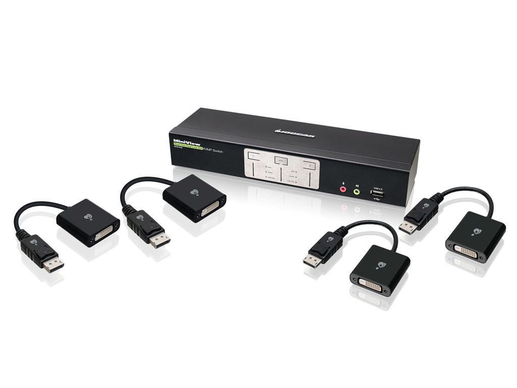 iogear GCS1642DPKIT KVM Switch Sort, Grå