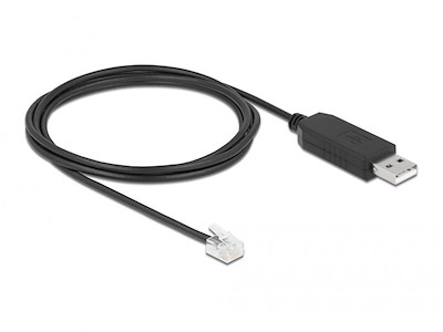 DeLOCK 66736 kabel kønsskifter RJ-12 USB 2.0 Type-A Sort