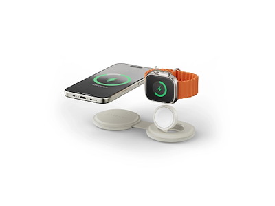 Satechi OntheGo 2-in-1 Headset, Smartphone, SmartWatch Hvid USB Trådløs opladning Hurtig opladning Indendørs