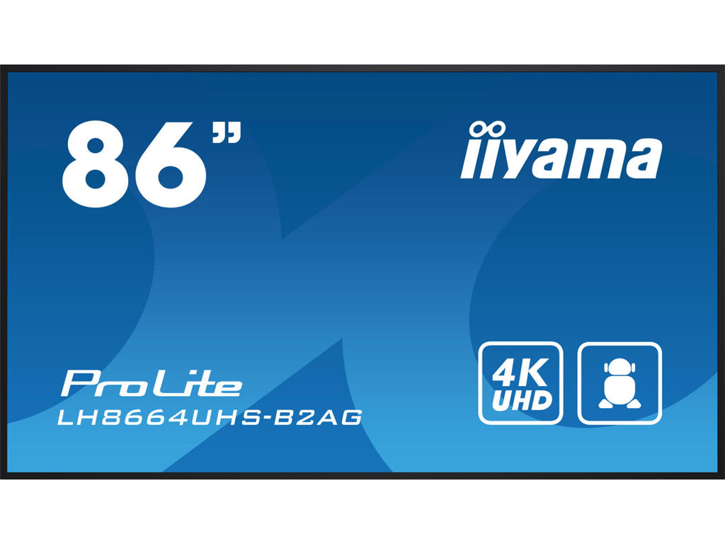 iiyama LH8664UHS-B2AG skilte display Digital fladpaneldisplay 2,17 m (85.6") Wi-Fi 500 cd/m² 4K Ultra HD Sort Indbygget processer Android 11 24/7