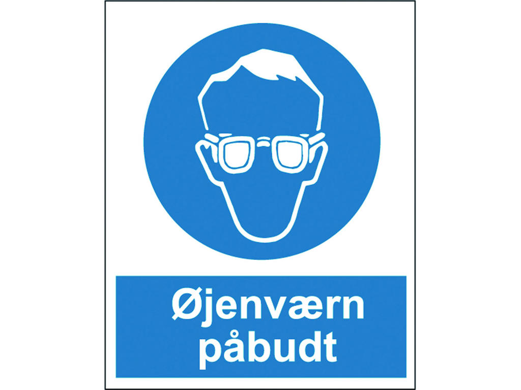 Advarselsskilt, A4, Plast, "Øjenværn påbudt", OX-ON