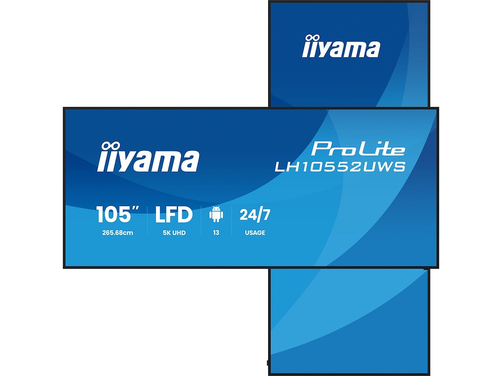 iiyama LH10552UWS-B1AG skilte display Kiosk design 2,66 m (104.6") Wi-Fi 500 cd/m² UltraWide 5K HD Indbygget processer Android 24/7