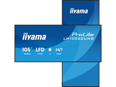 iiyama LH10552UWS-B1AG skilte display Kiosk design 2,66 m (104.6") Wi-Fi 500 cd/m² UltraWide 5K HD Indbygget processer Android 24/7