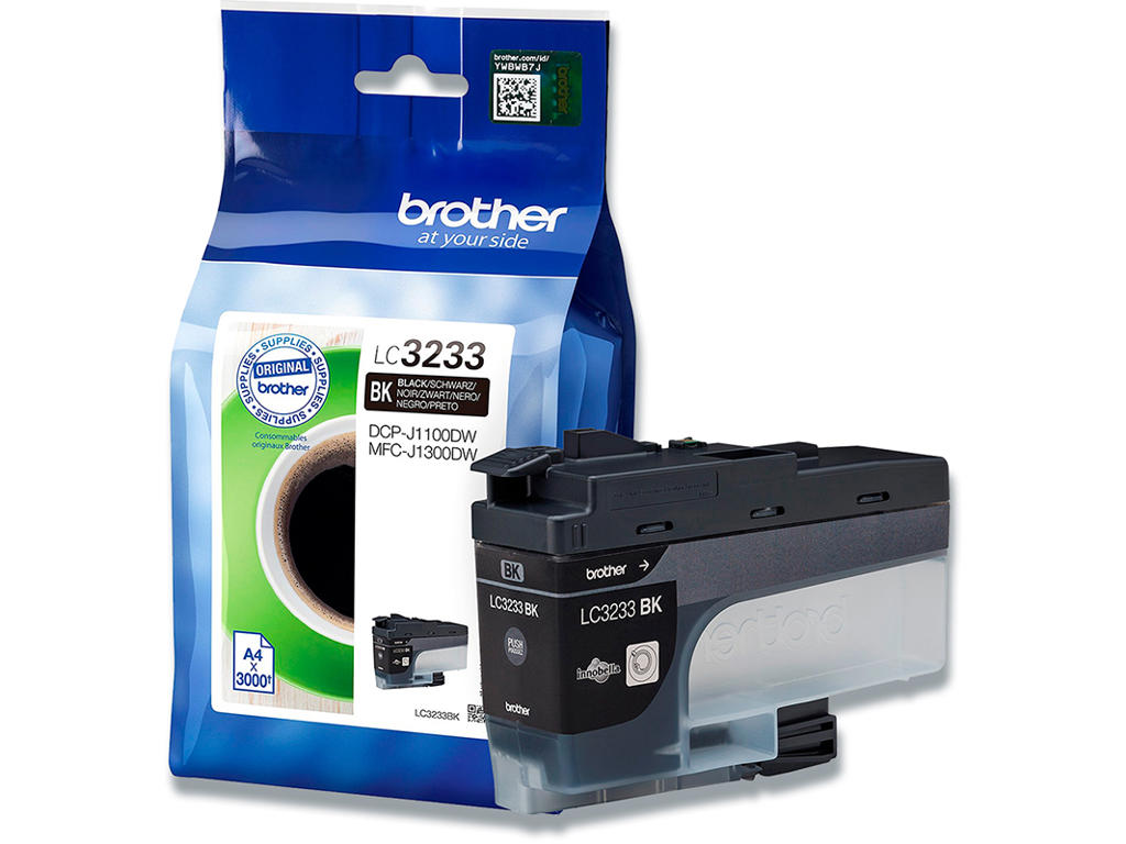 Blækpatron, 1 stk, 3.000 sider, Black-sort, Brother LC3233BK