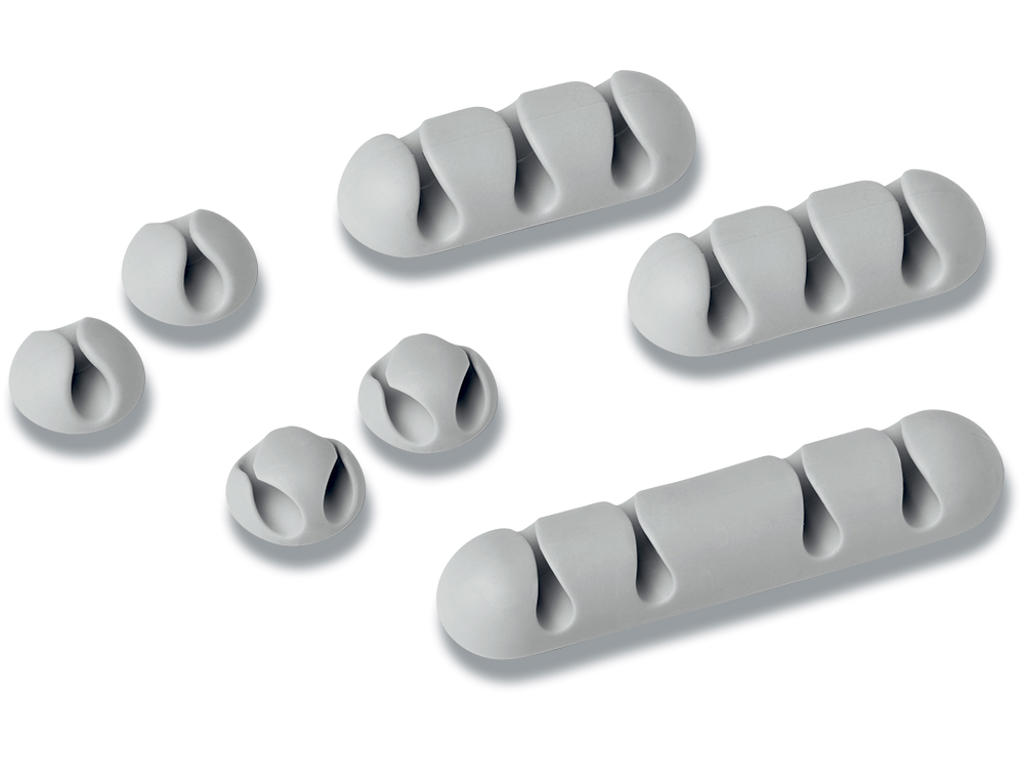Kabelholder, Til 1, 2, 3 og 4 kabler op til Ø5 mm, Grå, 7 stk, Durable CAVOLINE CLIP MIX