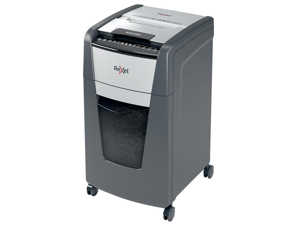 Makuleringsmaskine, Kryds, 300/10 ark, P4, Rexel Optimum AutoFeed+ 300X