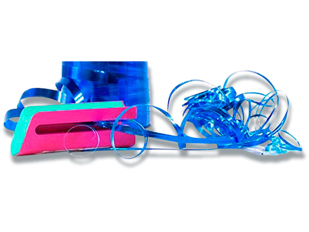 Gavebåndsplitter, Grøn-pink, Plast, Metal tænder, 1 stk, Roliba 