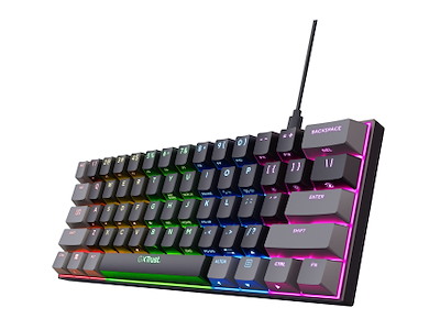 Trust GXT 867 Acira tastatur Spil USB QWERTZ Tysk Sort, Grå