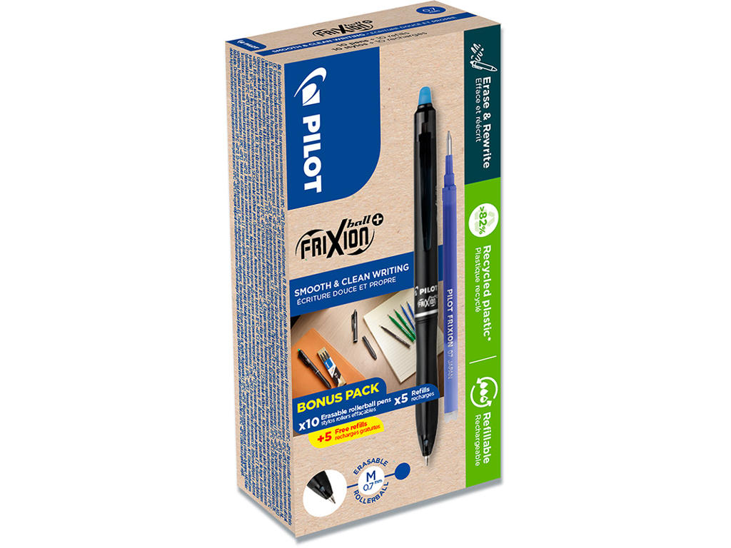 Rollerball gelpen, 0.7 mm, 0.35 mm, 10+10, Blå, FriXion Ball Plus WLT448037