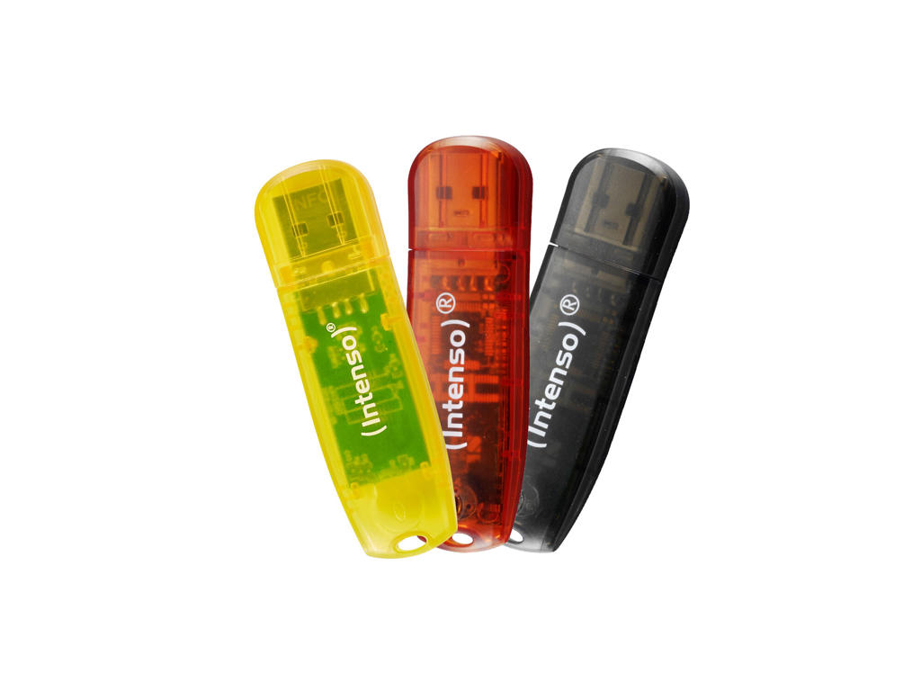 Intenso Rainbow 3x32GB Yellow/Red/Black USB-nøgle USB Type-A 2.0 Transparent
