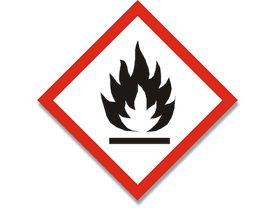 Etiketter, 100x100 mm, Rød, hvid og sort, 250 etiketter i alt, Brandfarlig klasse 3