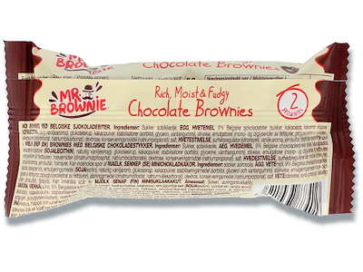 Brownie, Chokolade, 50 g, 2 stk/pak, 24 pakker, Mr. Brownie