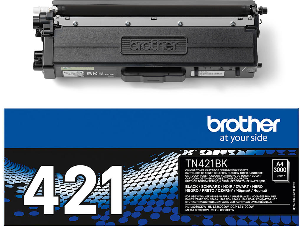 Toner, TN421BK, Black-sort, 3.000 sider, Brother 