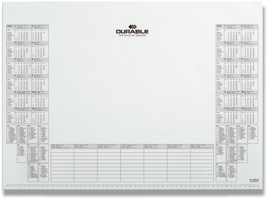 Skriveunderlag, Refill kalenderblok 25 ark, 57x41 cm, Med 2 års årskalender, Durable 