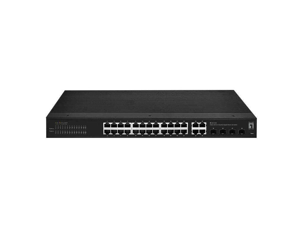 LevelOne Hilbert 28-Port Industrial Gigabit Smart Lite Switch, 24x RJ45, 4x SFP/RJ45 Combo
