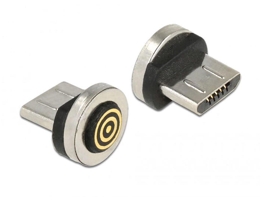DeLOCK 65932 kabel kønsskifter Magnet USB Type Micro-B Sort, Sølv