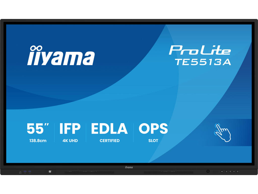 iiyama TE8613A-B1AG skilte display Interaktivt fladpanel 2,17 m (85.6") Wi-Fi 500 cd/m² 4K Ultra HD Sort Berøringsskærm Indbygget processer Android 18/7