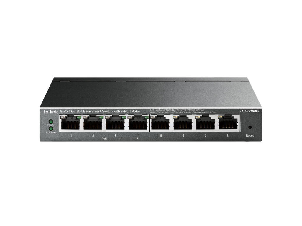 TP-Link TL-SG108PE netværksswitch Administreret L2 Gigabit Ethernet (10/100/1000) Strøm over Ethernet (PoE) Sort