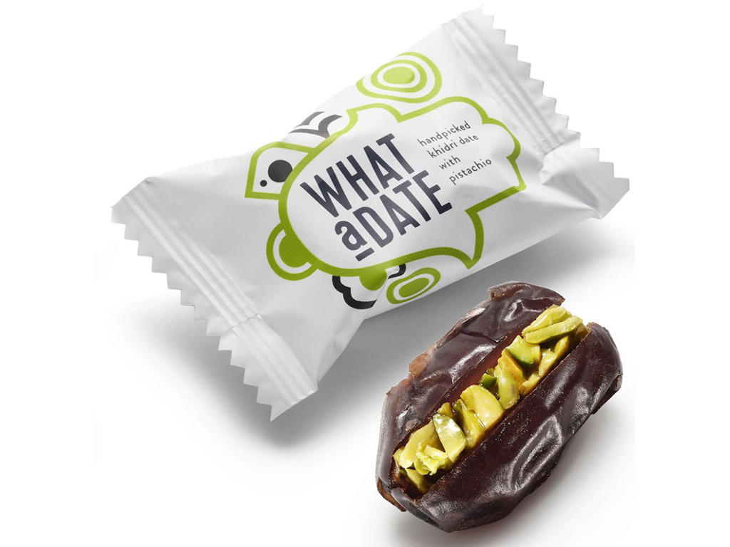 Dadler med honningvendt pistacie, 60 stk, What a Date