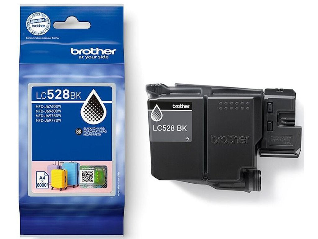 Blækpatron, 1 stk, 6000 sider, Black-sort, Brother LC528Y