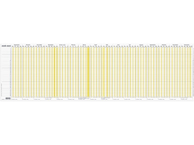 Ferie planner, 2026-2027, Ny ferielov, 1. september 2026 til 31. december 2027, Gul, Mayland