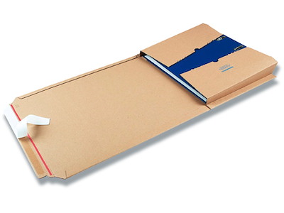 Forsendelsesæske, Til Bøger, Brun, 320x290x35-80mm, Klæbestrimmel og tearstrip, Ordnerpac