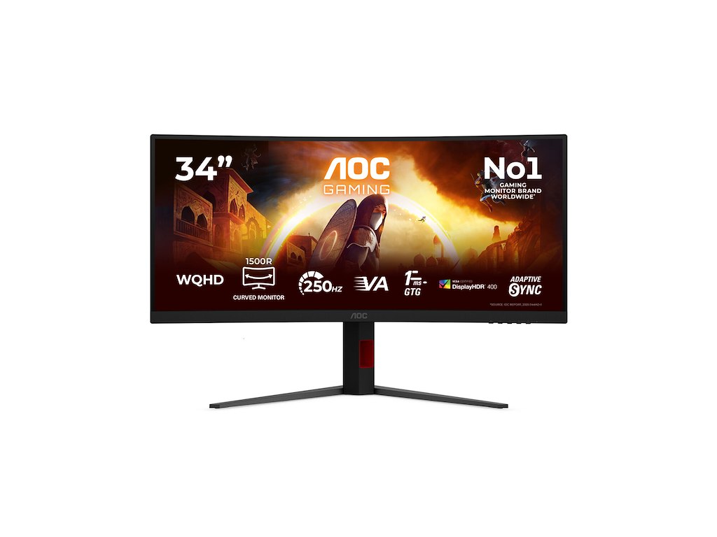 AOC G4 CU34G4ZCA computerskærm 86,4 cm (34") 3440 x 1440 pixel Wide Quad HD Sort, Rød