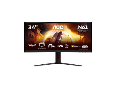 AOC G4 CU34G4ZCA computerskærm 86,4 cm (34") 3440 x 1440 pixel Wide Quad HD Sort, Rød