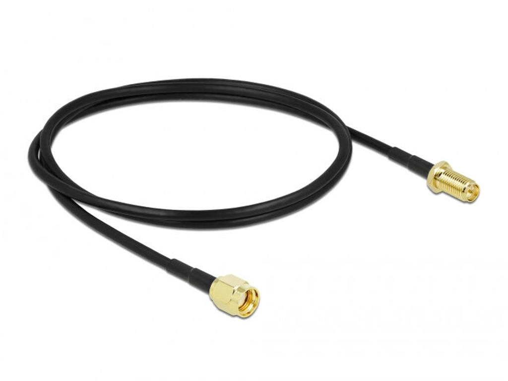 DeLOCK 90443 koaxial kabel LMR100 1 m RP-SMA Sort