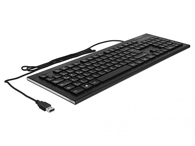 DeLOCK 12672 tastatur Kontor USB QWERTZ Tysk Sort