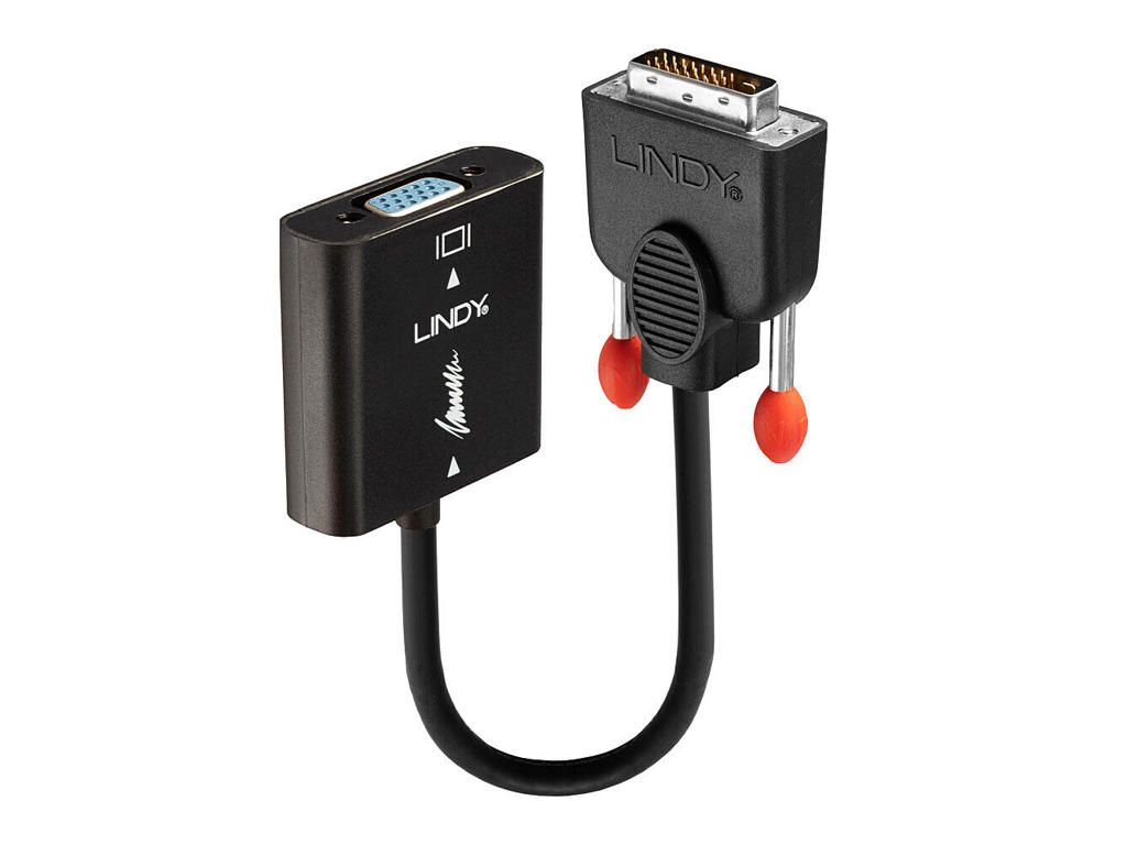 Lindy 38189 videokabel adapter 0,1 m DVI-D VGA (D-Sub) Sort