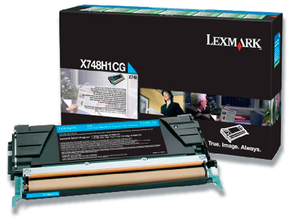 Toner, X748H1CG, Cyan-blå, 10.000 sider, Lexmark 