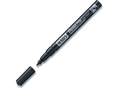 Marker, Spids spids, 1 mm, Sort, Pentel N50S-A