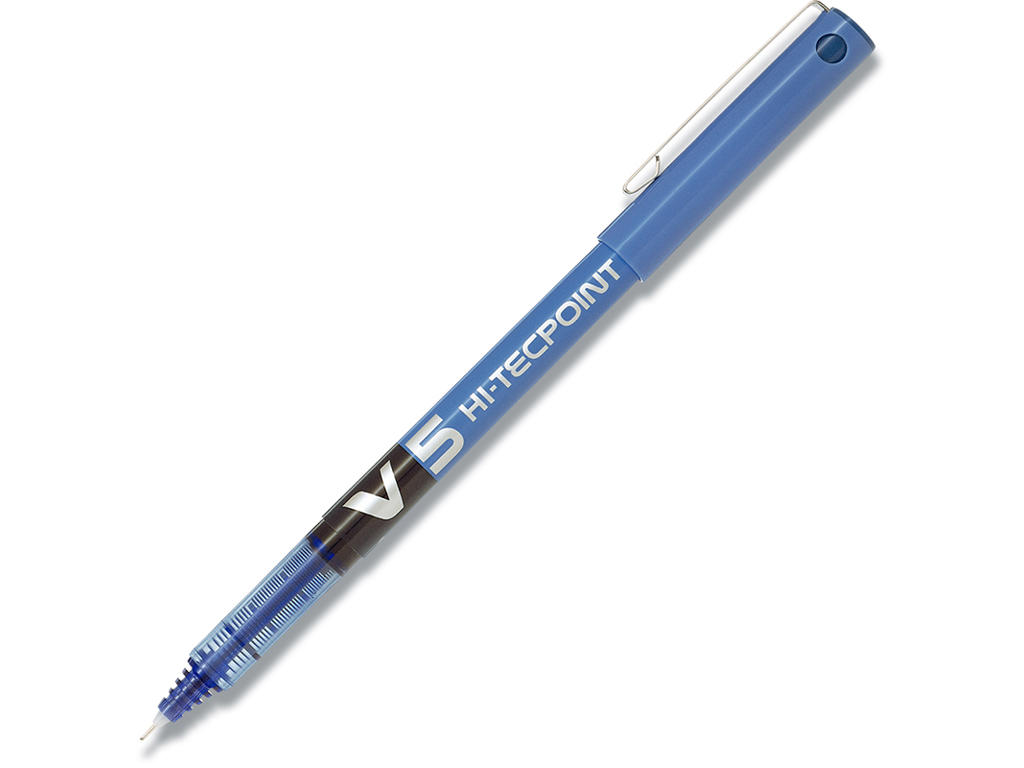Rollerball pen, 0.5 mm, 0.3 mm, Blå, Pilot Hi-Tecpoint V5 Fine BX-V5-L