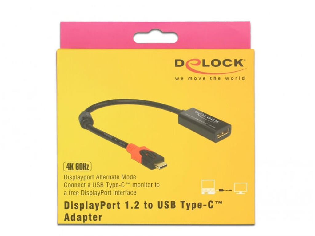 DeLOCK 63928 videokabel adapter 0,2 m USB Type-C DisplayPort 20 pin Sort, Rød