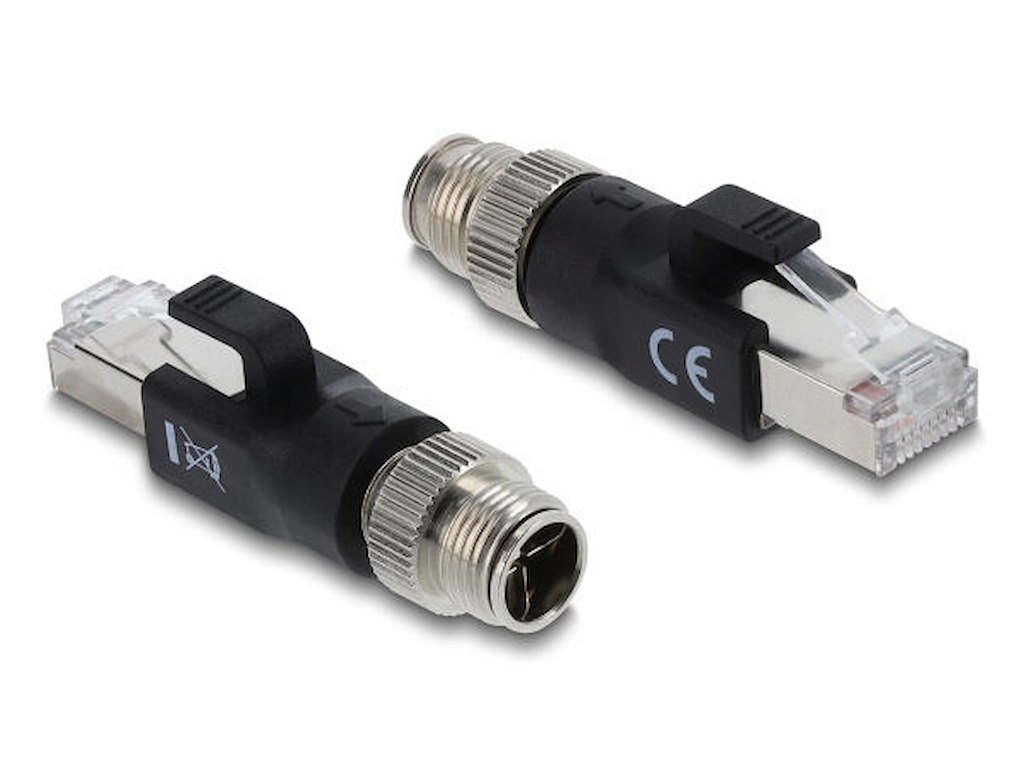 DeLOCK 90833 kabel kønsskifter M12 8-pin RJ-45 Sort